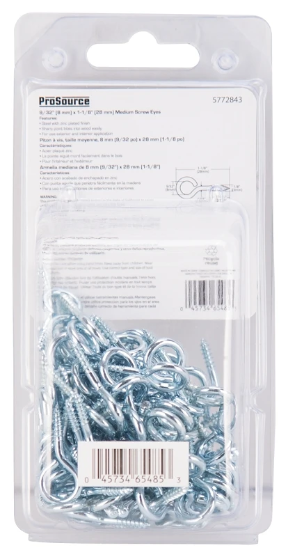 Medium Screw Eye 9/32 X 1-1/8 In. Steel Bright Zinc Plated