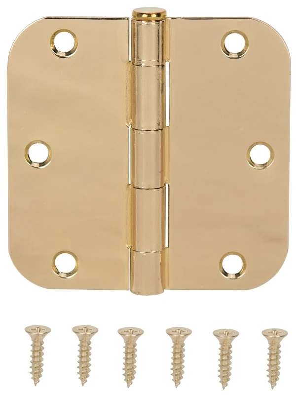 3.5 X 3.5 Inch Bright Brass Door Hinge - Steel Construction