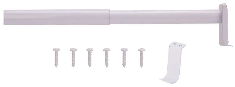 Adjustable Closet Rod 72-120 Inch Steel White With Central Support