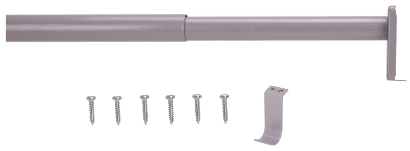Adjustable Closet Rod 72-120 In. Silver Steel With Central Support
