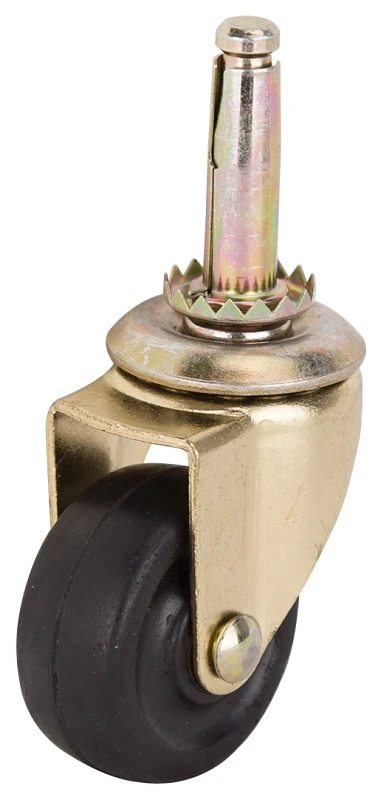 Jc-d03-ps Medium Duty Swivel Caster, 1-5/8 In. Bright Brass, Rubber Wheel