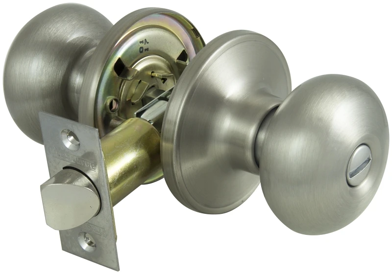 Privacy Tubular Knobset Satin Finish, Adjustable 6-way Latch Bolt