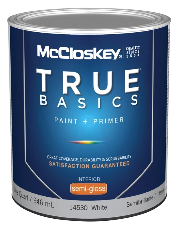 Mccloskey True Basics Semi-gloss Interior Wall Paint And Primer 1 Quart White