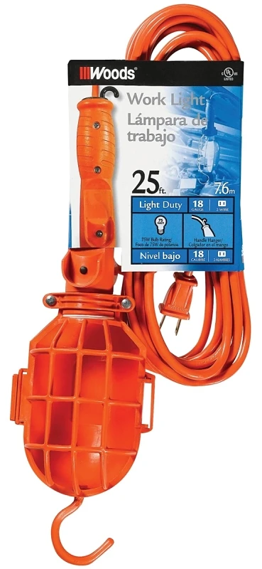 75 Watt 25 Ft. 18/2 Sjtw Incandescent Trouble Light With Dual Hook