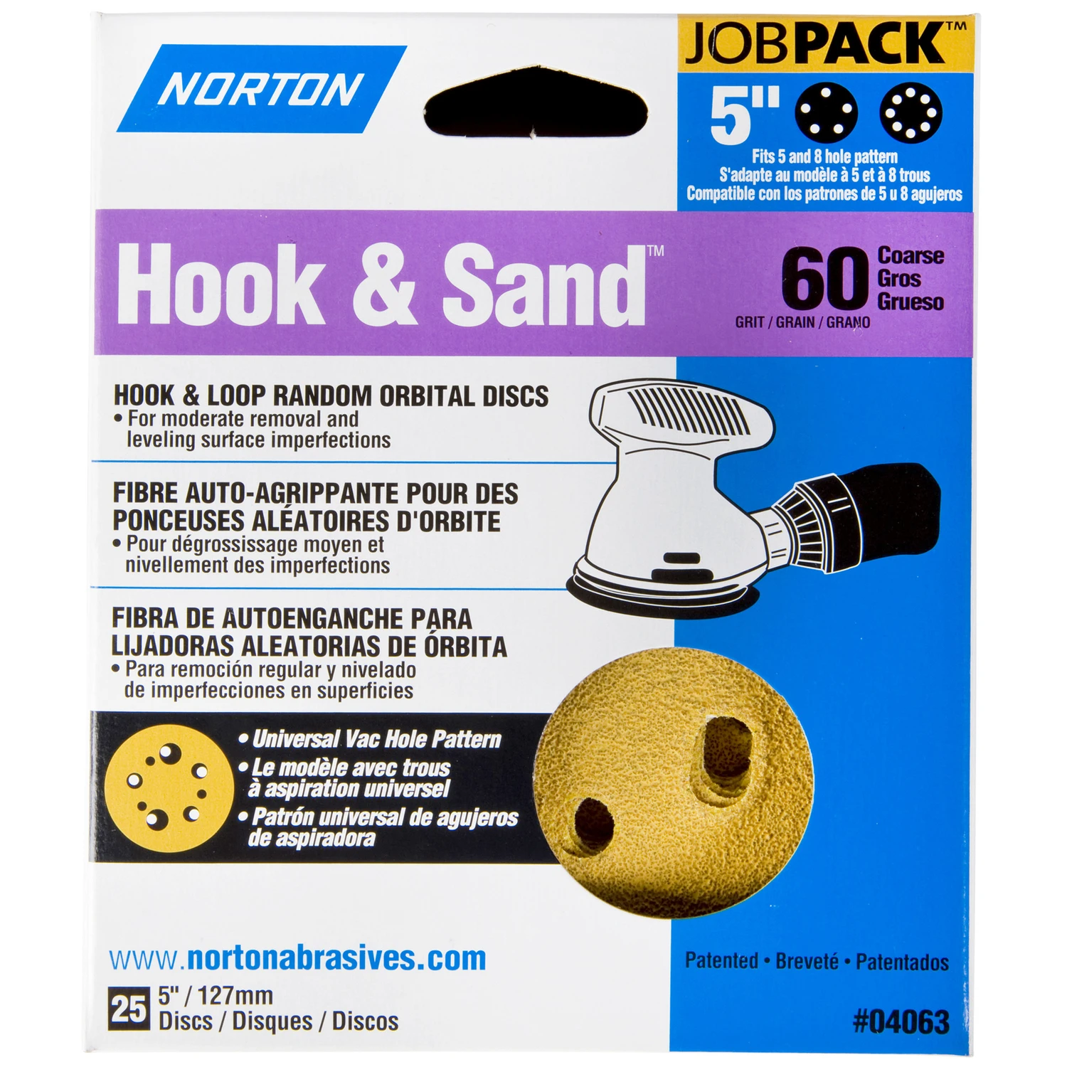 Hook & Sand 5 In. Aluminum Oxide 60 Grit Coarse Sanding Disc 25 Pk A250/a290