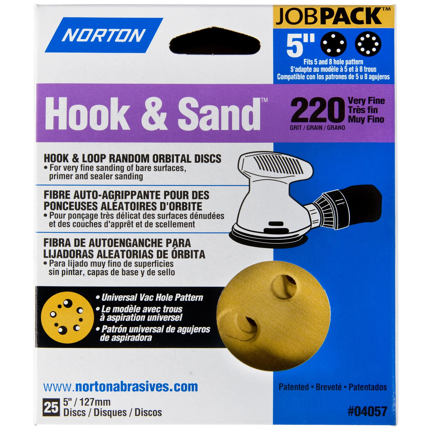 Hook & Sand 5 In. Aluminum Oxide A290 Sanding Disc 220 Grit Very Fine 25 Pk