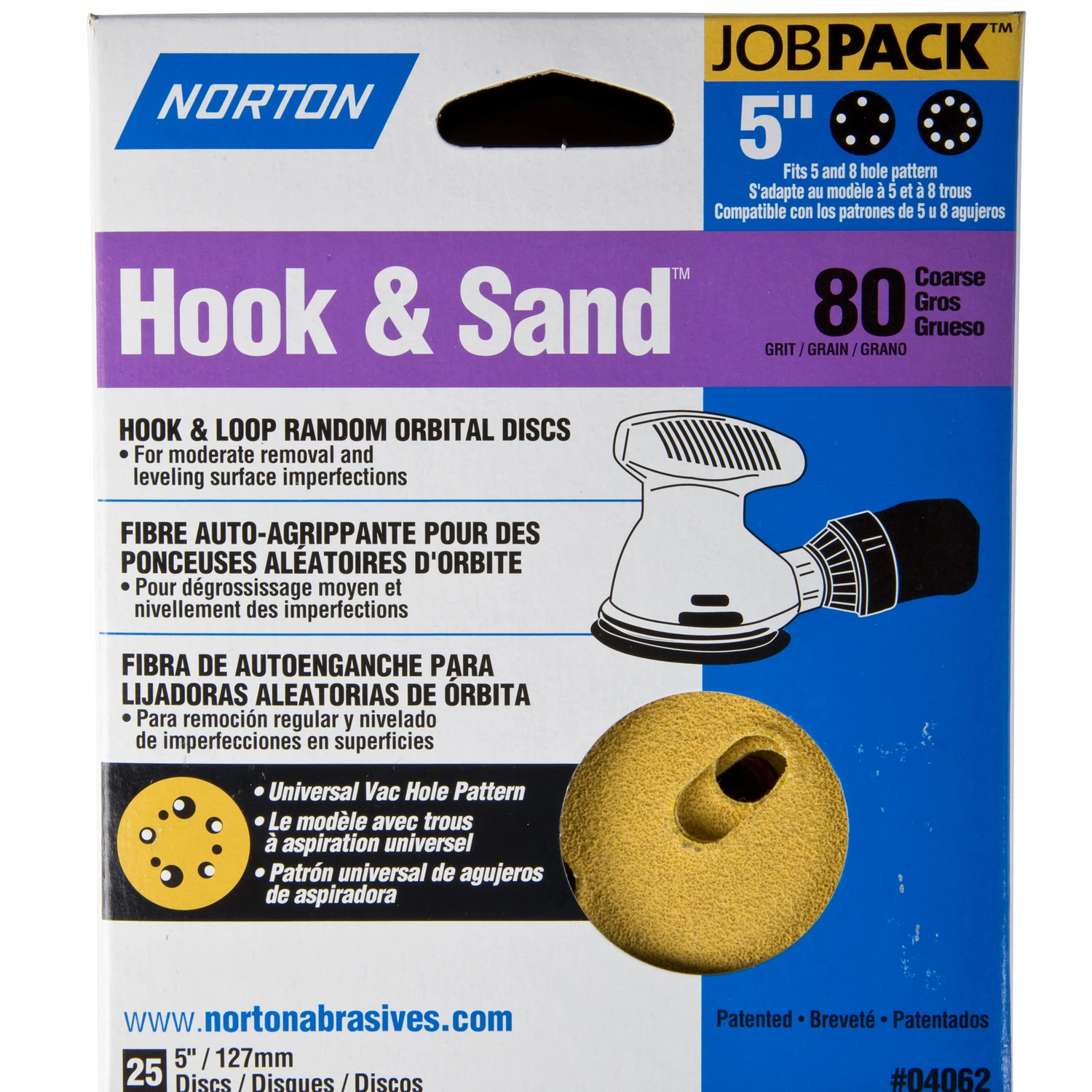 Hook & Sand 5 In. Aluminum Oxide 80 Grit Coarse Sanding Disc 25 Pk A250/a290