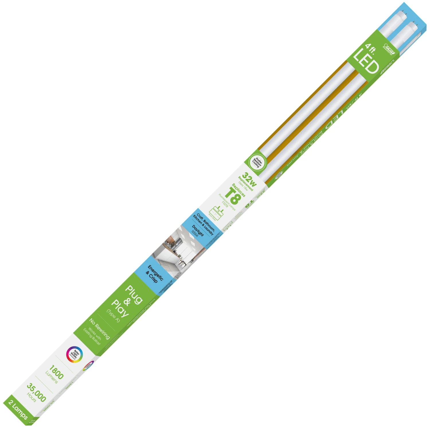 T8 Daylight 48 In. Bi-pin Linear Led Bulb 32 Watt Equivalence 2 Pk