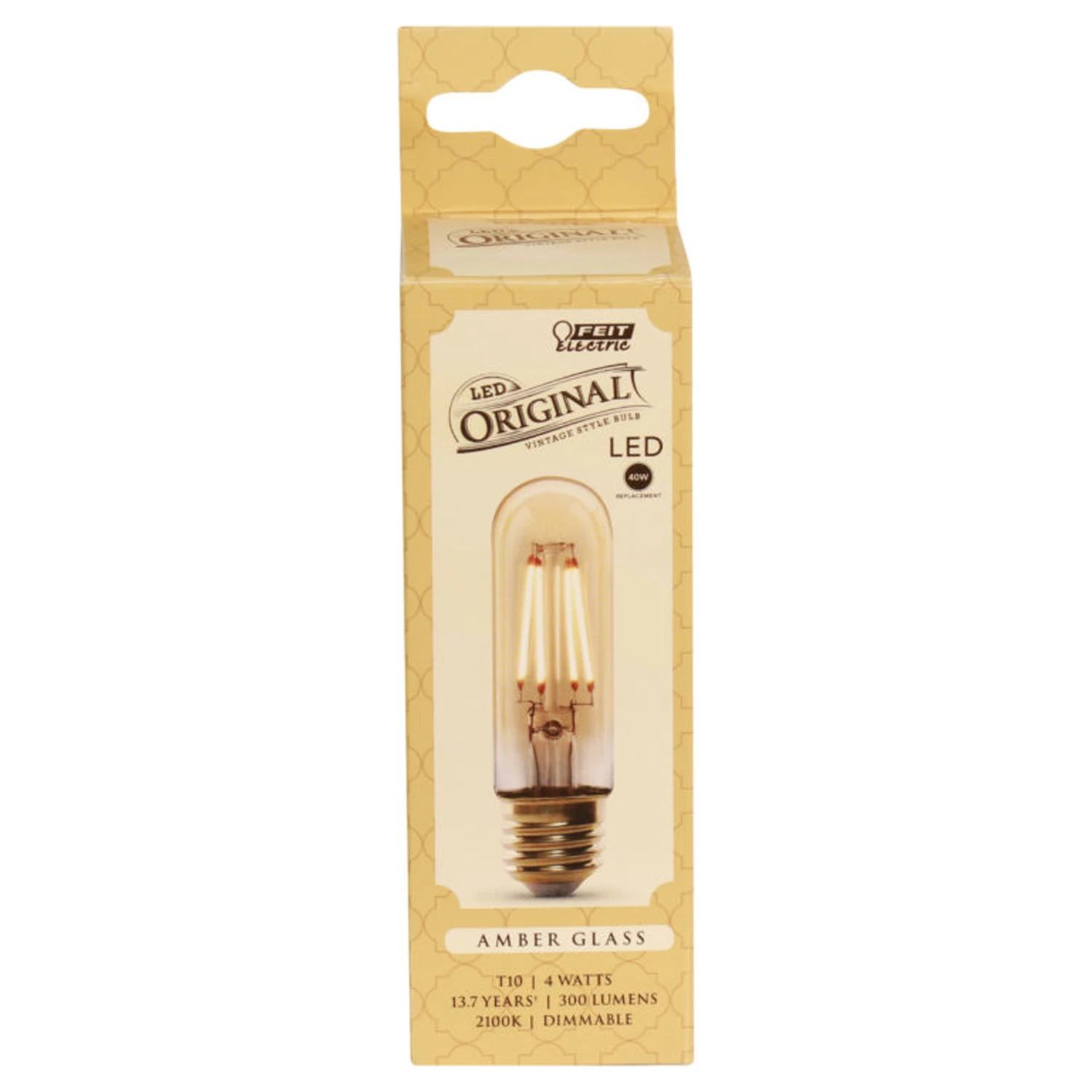 T10 E26 Led Bulb Amber 40 Watt Equivalence 1 Pk, 300 Lumens, Dimmable