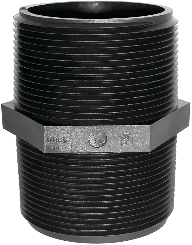 M 3400 P Polypropylene Pipe Nipple, 3/4 In, Mnpt, Black, Pack Of 5