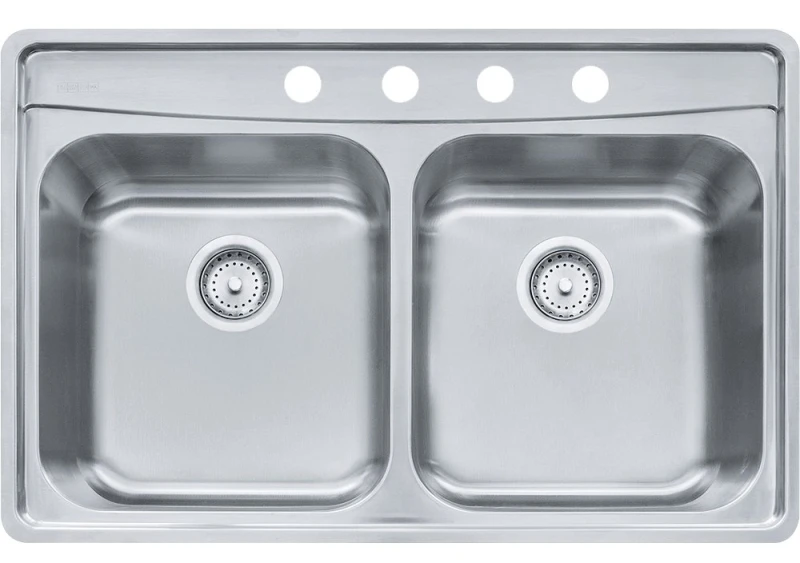 Stainless Steel Top Mount 33.5 In. W X 22.5 In. L Double Bowl Kitchen Sink