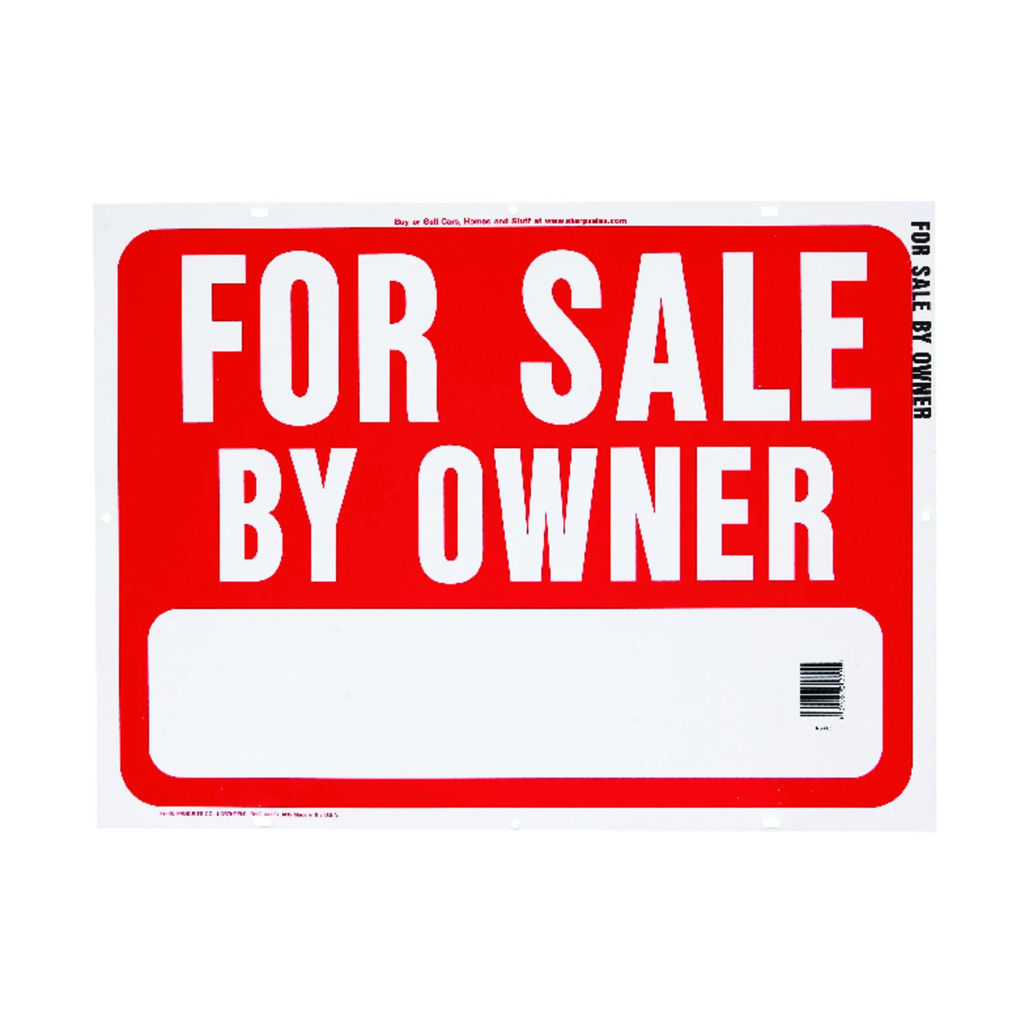 Plastic For Sale By Owner Sign 18 In. H X 24 In. W