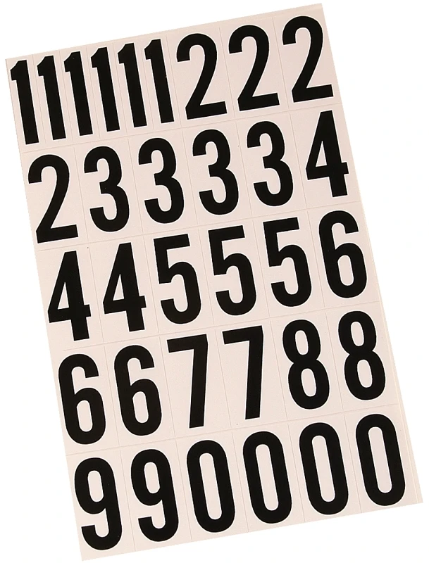 House Address Numbers, Vinyl Adhesive, Black on White, 2-In., Pkg.