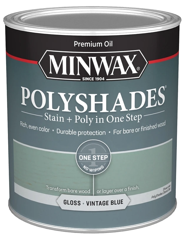 Polyshades Stain & Poly Finish, Gloss Vintage Blue, Qt.