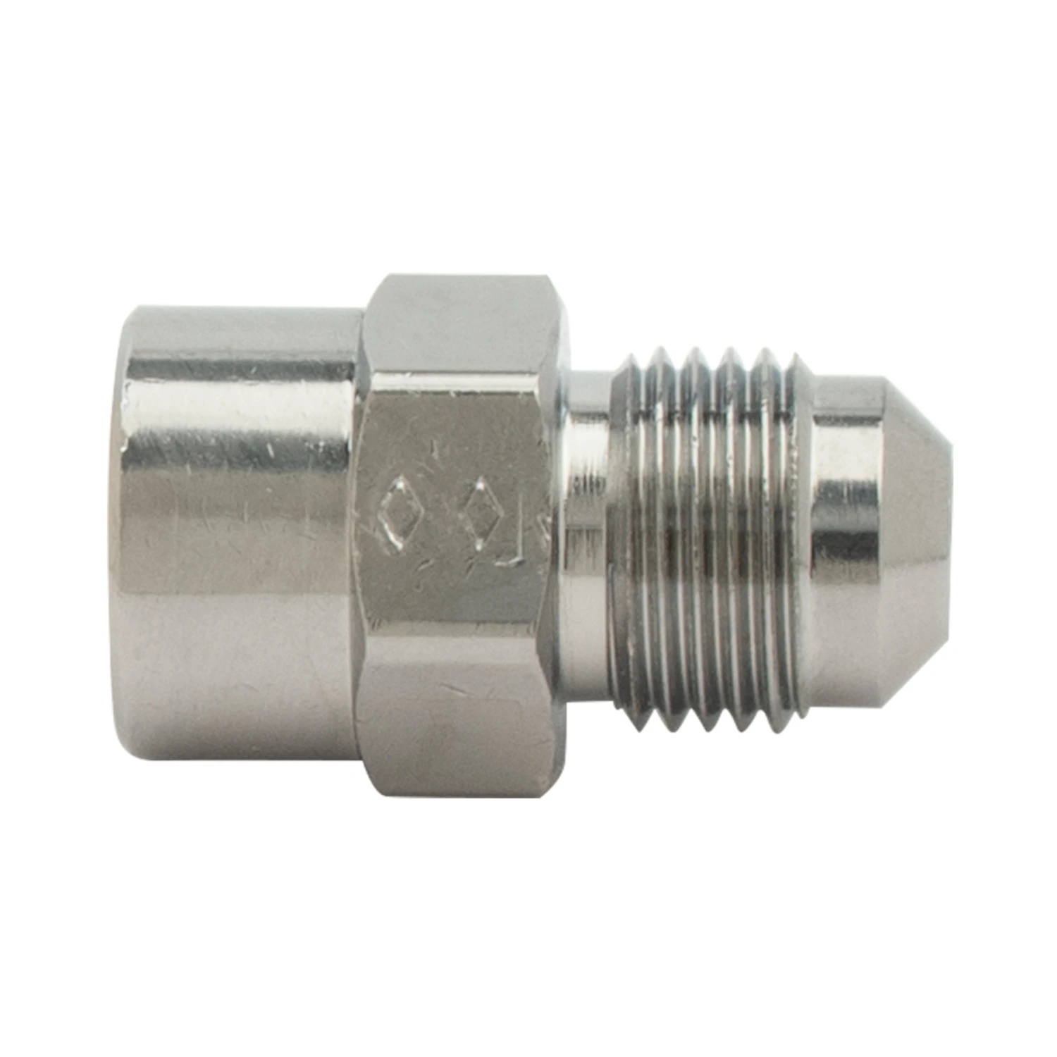 Brass Pipe Fitting, Fine Thread Adapter, 9/16-24 x 3/8 In.