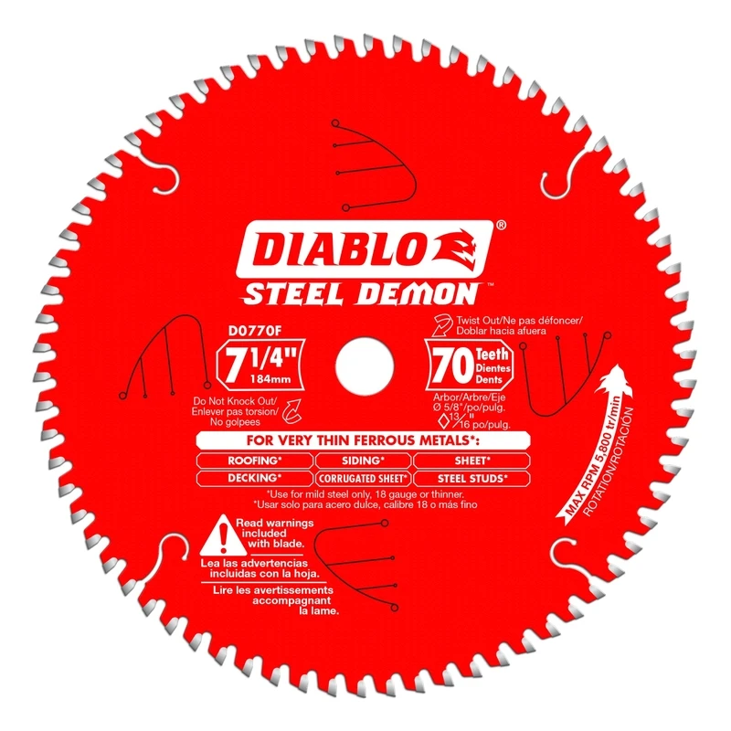 Diablo D0770F Steel Demon Circular Saw Blade, 70-Tooth, 7-1/4-In