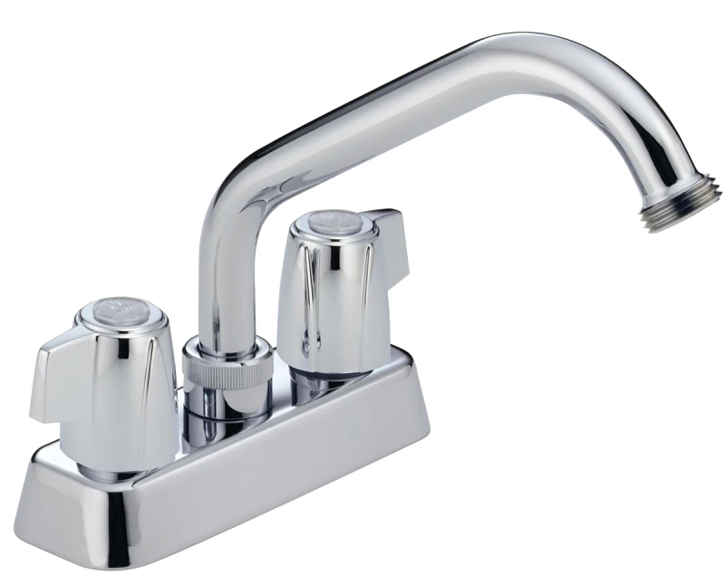 2-handle Chrome Laundry Faucet With Solid Brass Construction And 360-degree Swivel Spout
