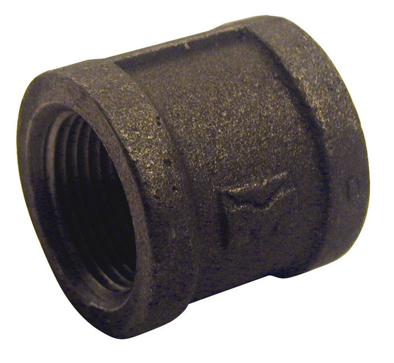 1 In. Malleable Black Iron Coupling - Female X Female Connection