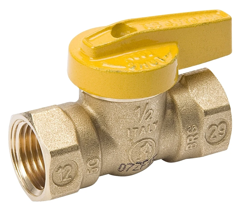 Gas Ball Valve, Lever Handle, Brass, 1/2 In.