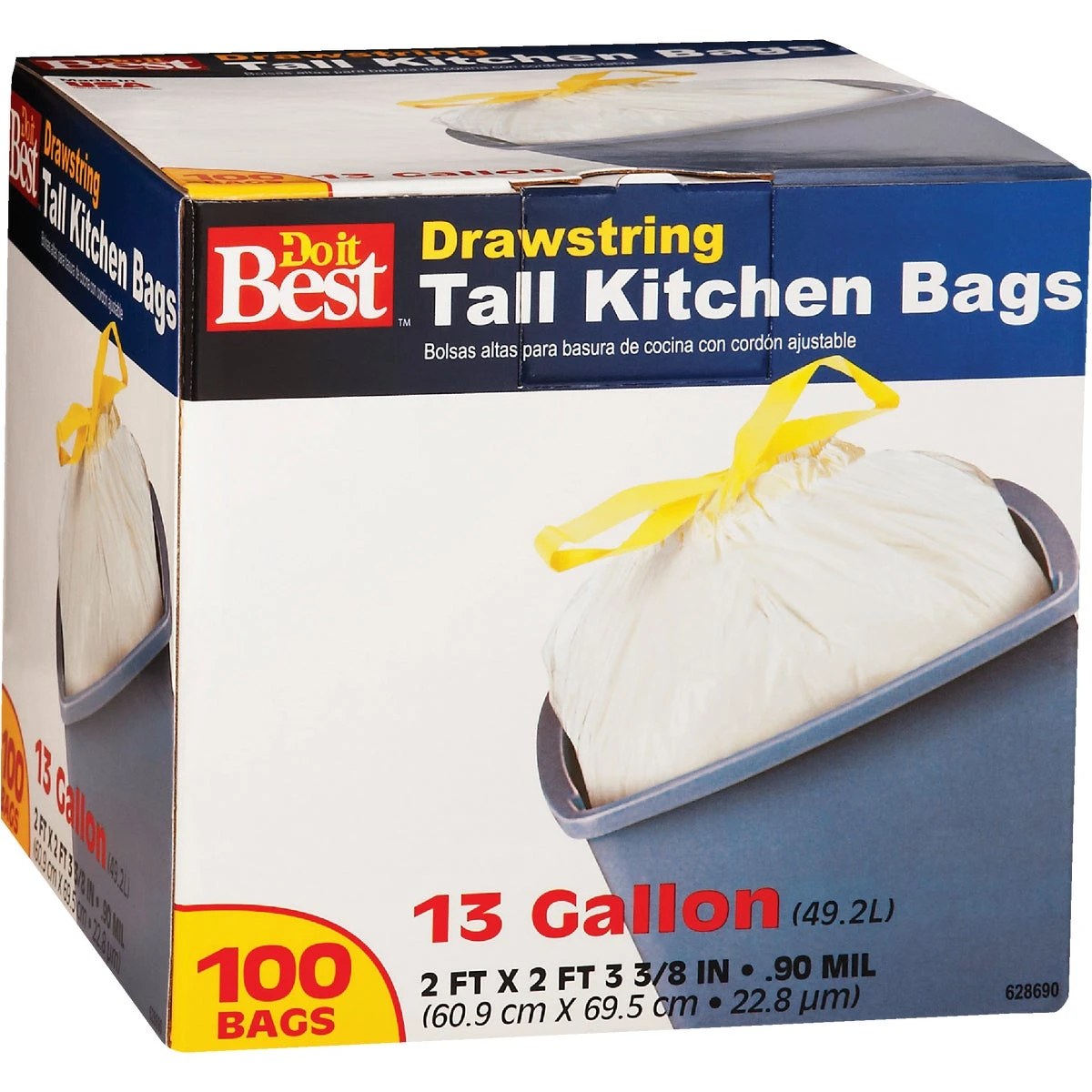 13 Gallon Drawstring Tall Kitchen Trash Bag - Model 628690