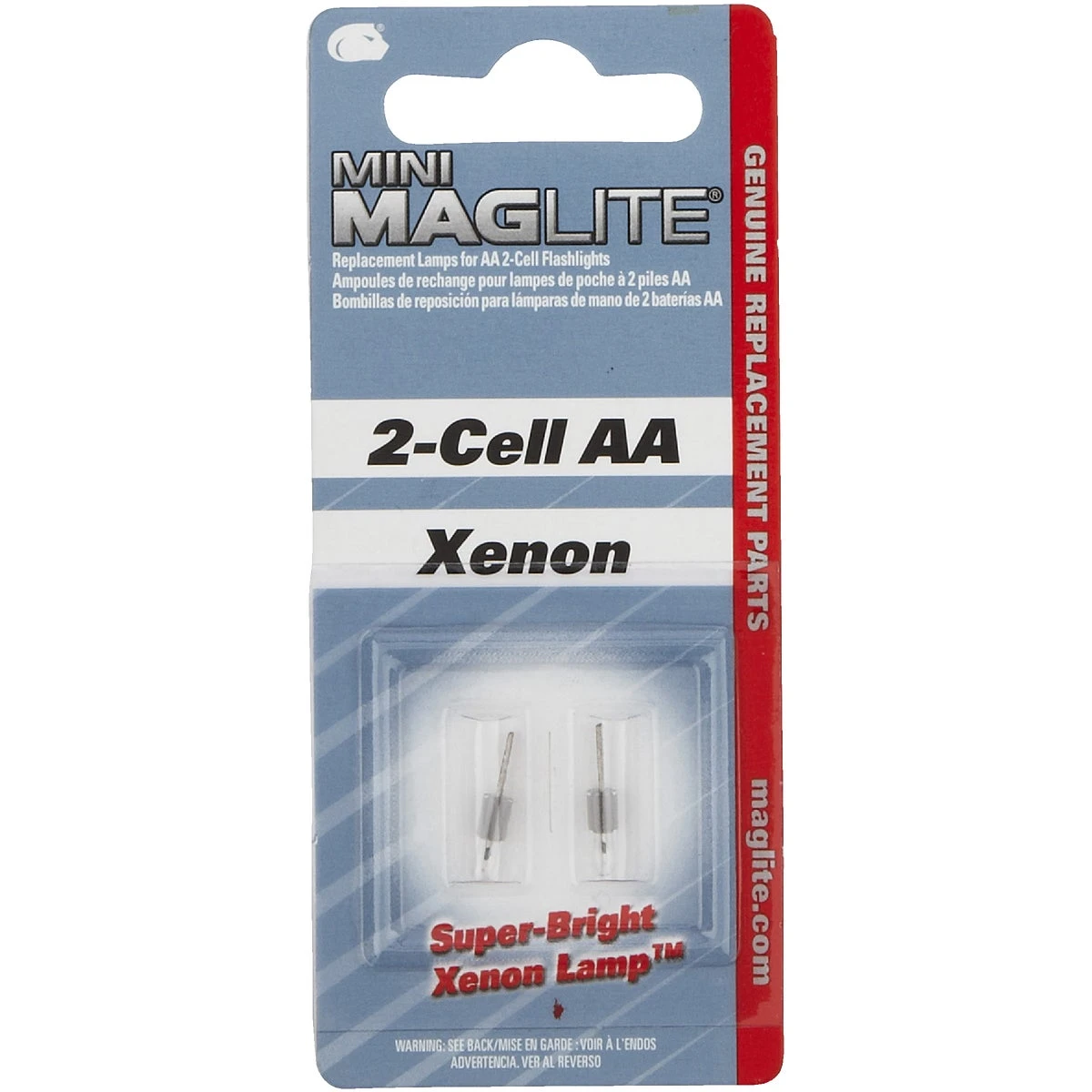 2-pack Aa Xenon Flashlight Bulb Bi-pin Base For Mini Maglite 2-cell