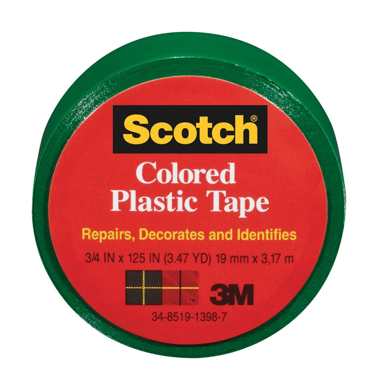 3/4 In. Green Colored Plastic Tape - 125 In. Length, Waterproof, Stretchy