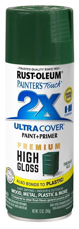 Rust-Oleum 366989 Premium General-Purpose Paint, High-Gloss, Emerald Isle, 12 oz Aerosol Can