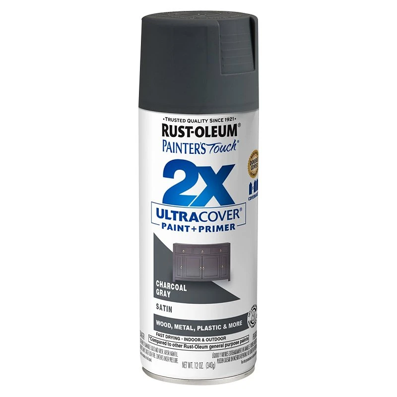 Painter's Touch 2X Spray Paint + Primer, Satin Charcoal Gray, 12-oz.