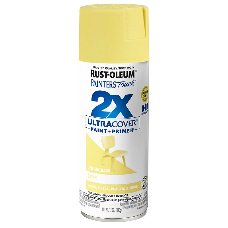 Rust-Oleum Painter's Touch 2X Spray Paint, Satin Lemon Grass, 12 Oz