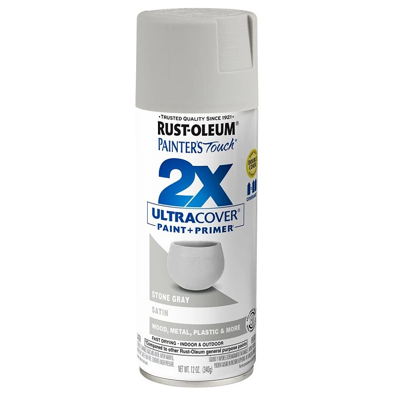 Painter's Touch 2X Spray Paint, Satin Stone Gray, 12-oz.