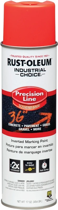 Industrial Choice Precision Line Marking Spray Paint, Fluorescent Red Orange, 17 oz. Inverted
