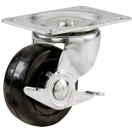 Swivel Plate Caster, Side Brake, Polypropylene Wheel, 2 In.