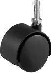 Dual-Wheel Caster, Threaded Stem, Black, 2 In.