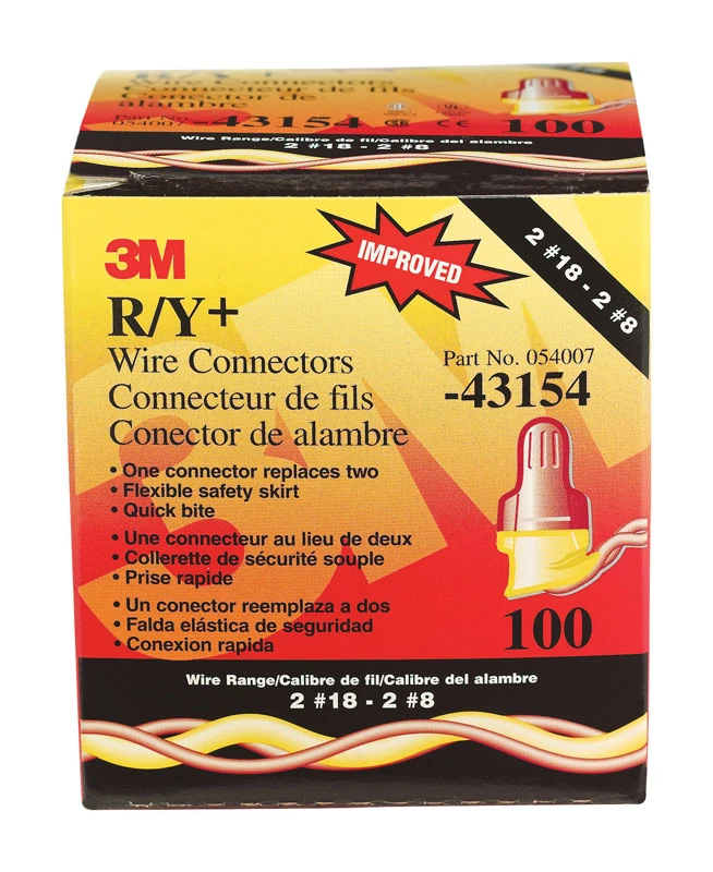 Medium Wire Connector R/y+ 100 Pk, Red/yellow, 18-8 Awg