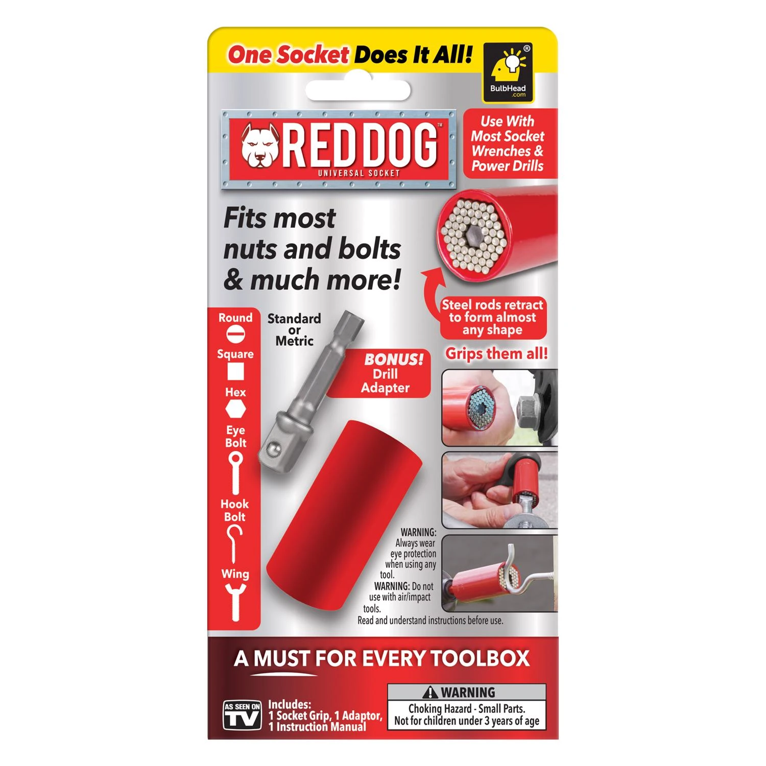 6049199 Dog Universal Socket Tool, Red & Silver
