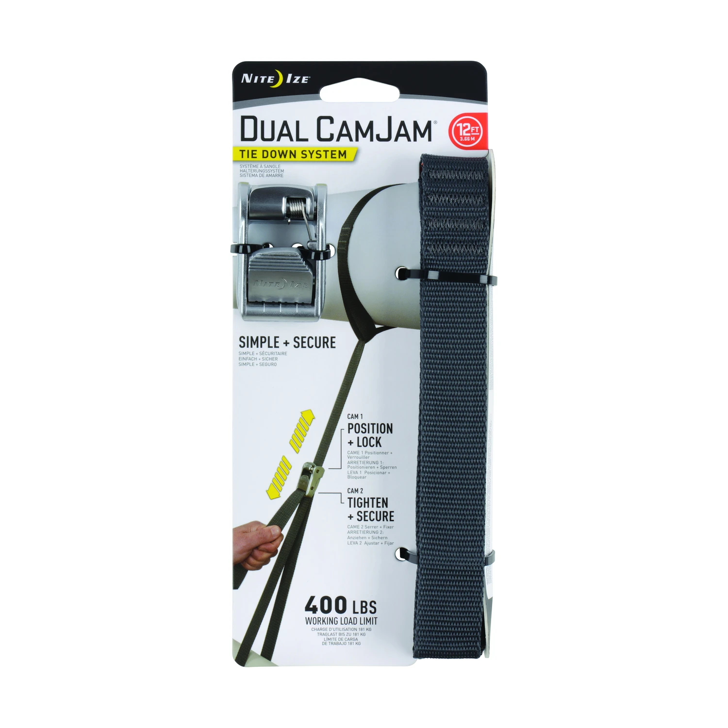 Dual Camjam Tie Down Strap 1 In. X 12 Ft., 400 Lb Working Load Limit, 1200 Lb Break Strength