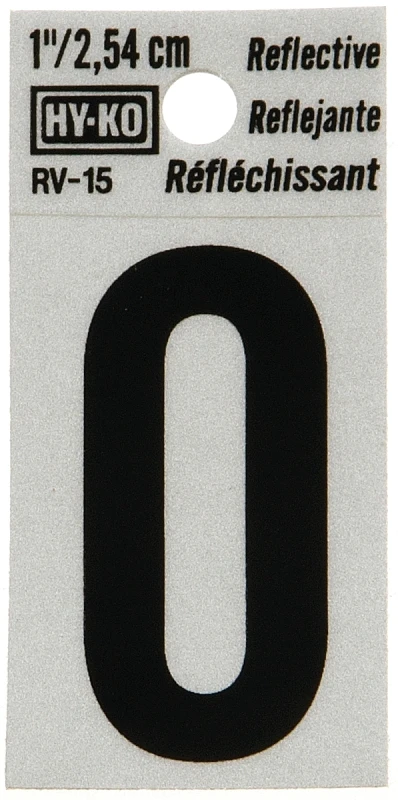Address Letters, O , Reflective Black/Silver Vinyl, Adhesive, 1-In.