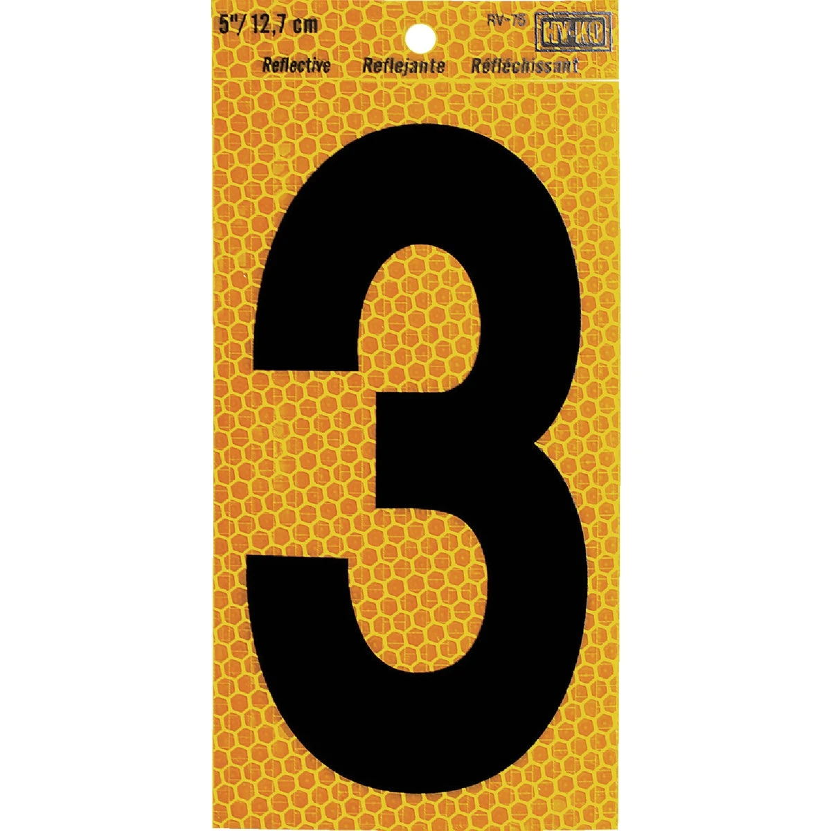 Address Number, Reflective Yellow & Black, 5-In., 3