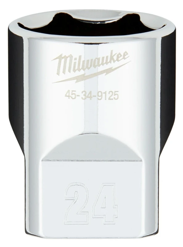 1/2 In. Drive 24 Mm 6-point Shallow Metric Socket With Four Flat Sides