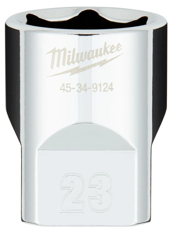 1/2 In. Drive 23 Mm 6-point Shallow Metric Socket With Four Flat Sides