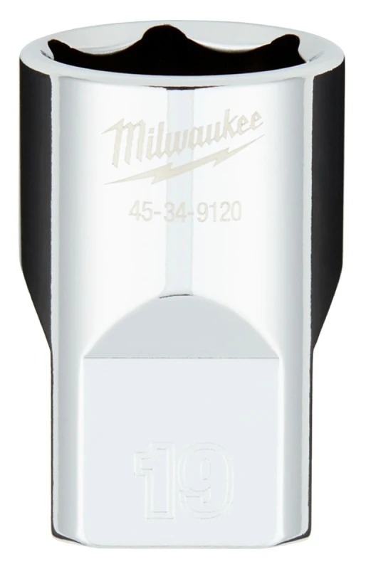 1/2 In. Drive 19 Mm 6-point Shallow Metric Socket With Four Flat Sides