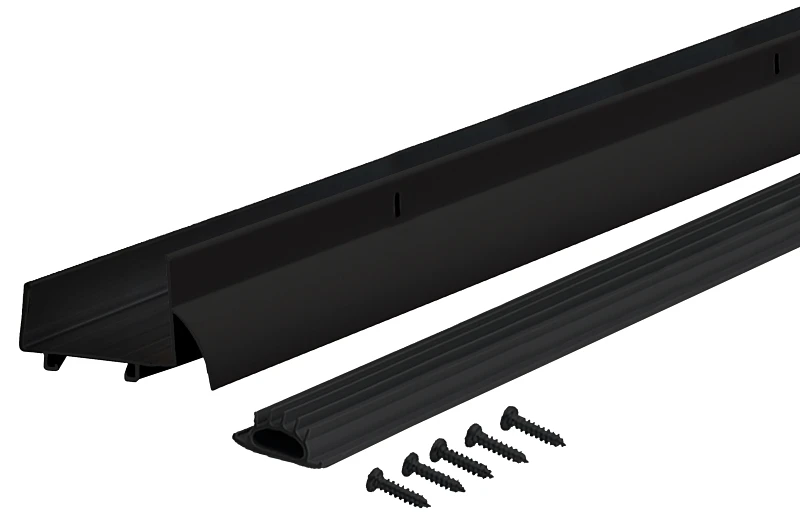 1-3/4 In. X 1-5/8 In. X 36 In. Matte Black Aluminum Door Bottom With Drip Cap
