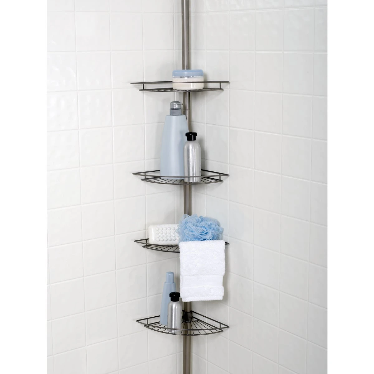 Metal 12 In. X 97 In. Shower Caddy With 4 Adjustable Shelves