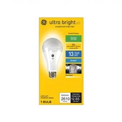 GE Ultra Bright 93129363 Light Bulb, A21 Lamp, 150 W Equivalent, Medium (E26) Lamp Base, Dimmable, Daylight