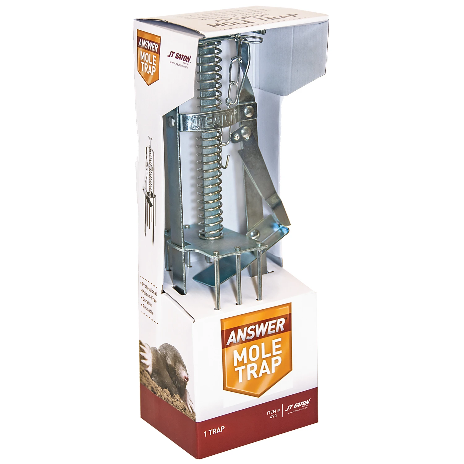 490 Steel Plunger Mechanical Mole Trap, 6 Prong Spear, Rust Resistant Finish