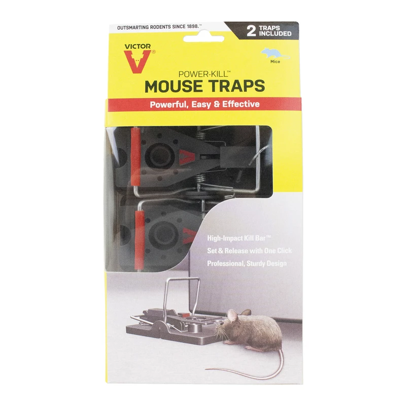 Power-kill Mouse Trap, 2-pack, Reusable, Easy Set, High-impact Kill Bar, Model M142b