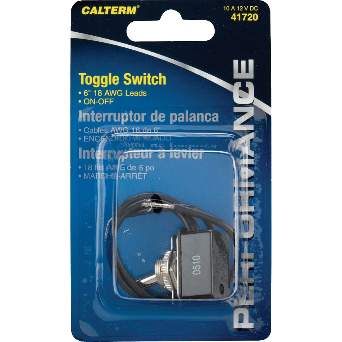 41720 Pre-wired Metal Toggle Switch 10a 12v Dc With Wire Ends, Black/silver