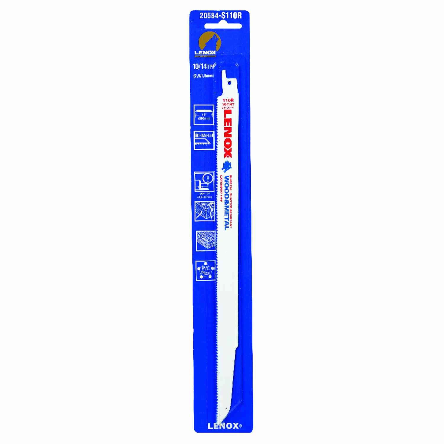 12 In. Bi-metal Reciprocating Saw Blade 10/14 Tpi 1 Pk Model 20584s110r