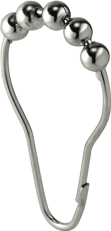 Chrome Silver Steel Shower Curtain Rings With 12 Smooth Roller Hooks, Model 76570