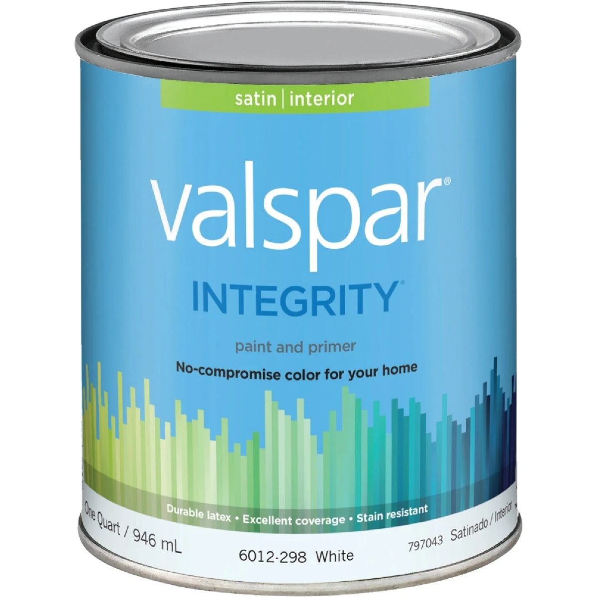 Integrity Interior Latex Satin Wall Paint, Model 004.6012298.005, Quart Size